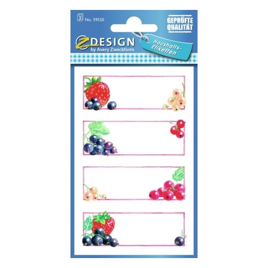 Avery Household Labels, Strawberries, 12 Labels - 3 Pages