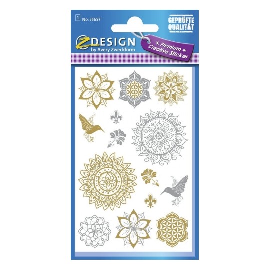 Avery Metallic Stickers, Floral, 12 Sticker - 1 Page