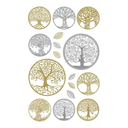 Avery Metallic Stickers, Tree Of Life, 14 Sticker - 1 Page