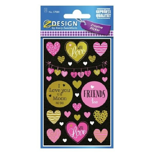 Avery Deco Stickers, Hearts, 27 Sticker - 1 Page