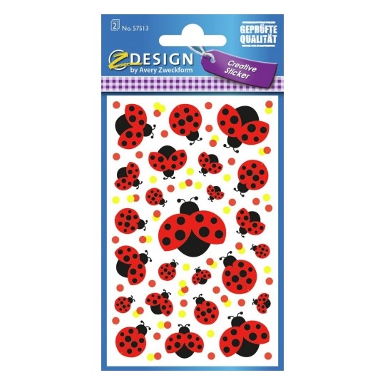 Avery Deco Stickers, Ladybug, 48 Sticker - 2 Page