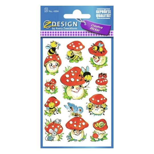 Avery Deco Stickers, Toadstools, 33 Sticker - 3 Page