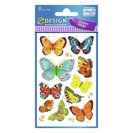 Avery Deco Stickers, Butterflies, 30 Sticker - 3 Page