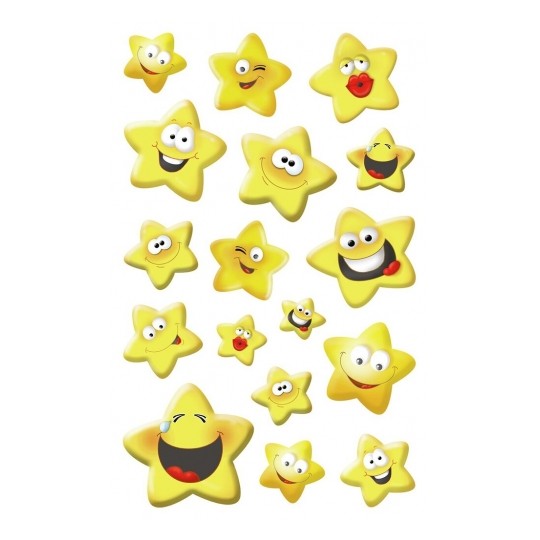 Avery Deco Stickers, Emoticon Star, 34 Sticker - 2 Page