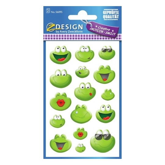 Avery Deco Stickers, Emoticon Frog, 32 Sticker - 2 Page
