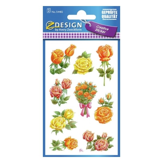 Avery Deco Stickers, Roses, 18 Sticker - 2 Page