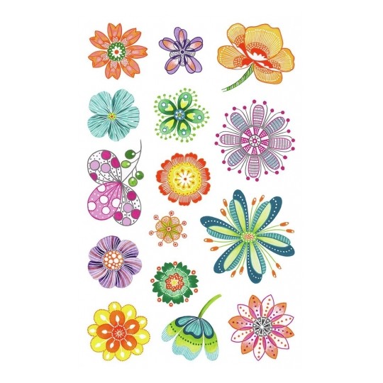Avery Deco Stickers, Fantasy Flowers, 30 Sticker - 2 Page
