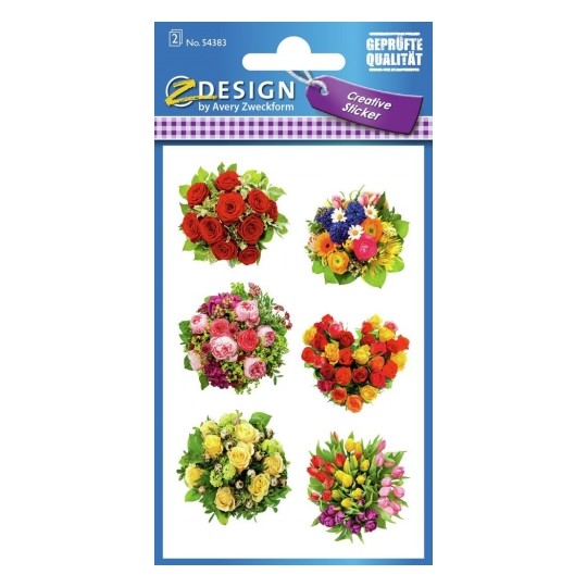 Avery Deco Stickers, Bouquets Of Flowers, 12 Sticker - 2 Page