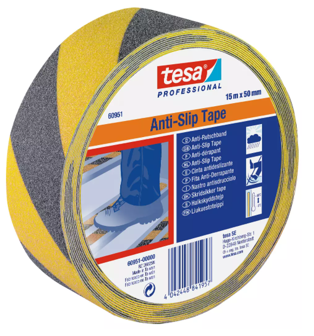 Tesa Professional Anti Slip Tape, 15mx50mm - Black/Yellow