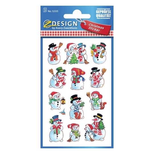 Avery Multiple Snowman Festive Designs, 36 Sticker / 3 Page