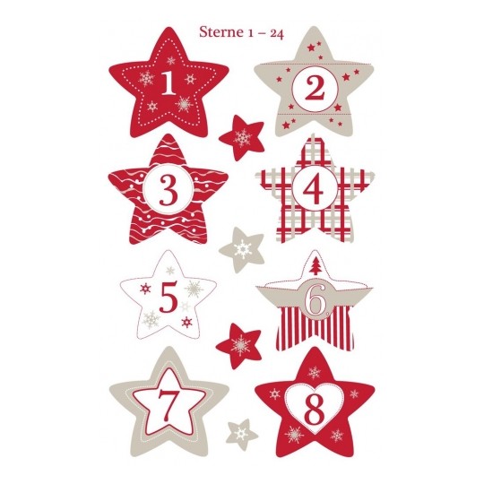 Avery Numbers From 1-24 in Festive Star Design, 24 Sticker / 3 Page