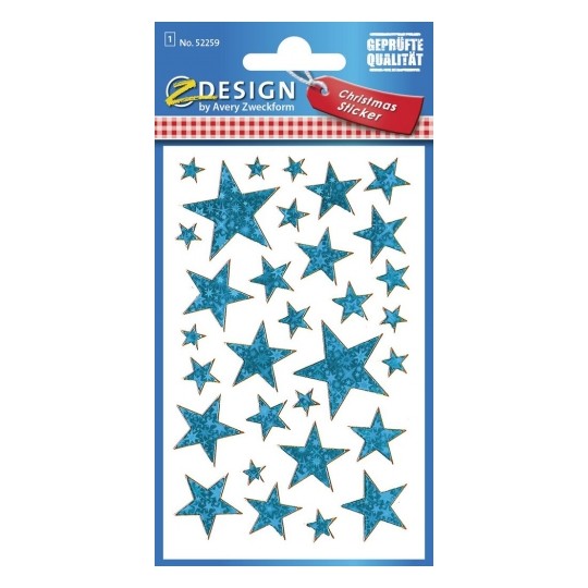 Avery Special Effect Film Stickers With Blue Metallic Embossing - 38 Sticker - 1 Page