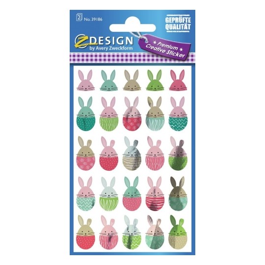 Avery Easter Stickers "Bunny in the Easter Egg", 25 Sticker - 1 Page