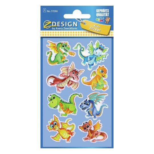 Avery Glossy Sticker Dragons, 8 Sticker - 1 Page