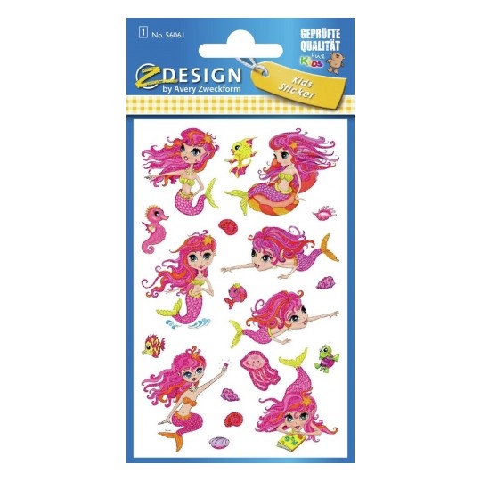 Avery Glitter Stickers, Mermaid - 20 Sticker -1 Page