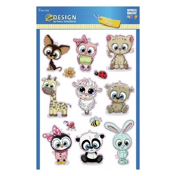 Avery Large Stickers "Baby Animal", 13 Sticker - 1 Page