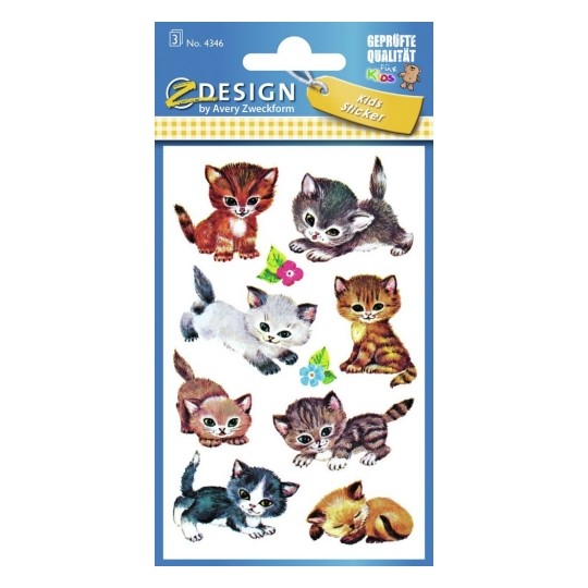 Avery Paper Stickers for Kids,  Cats, 30 Sticker - 3 Page