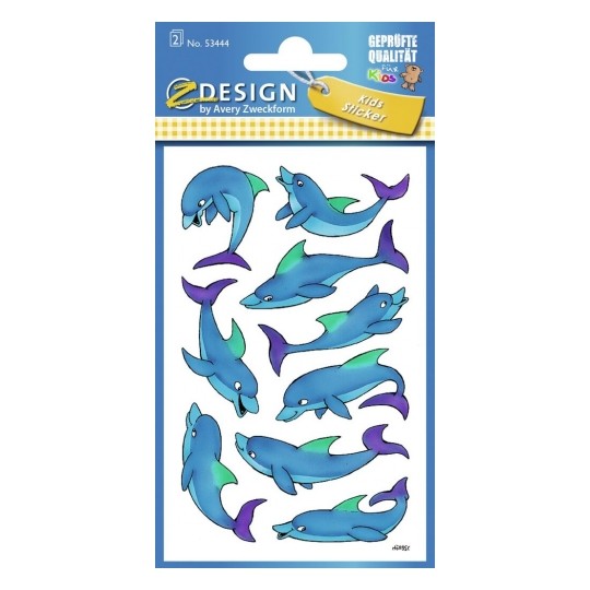 Avery Paper Stickers for Kids, Dolphins, 18 Sticker - 2 Page