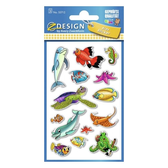 Avery Paper Stickers for Kids, Marine Animals, 42 Sticker - 3 Page