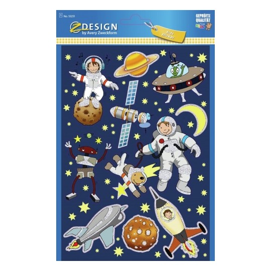 Avery Large Sticker "Space", 10 Sticker - 1 Page