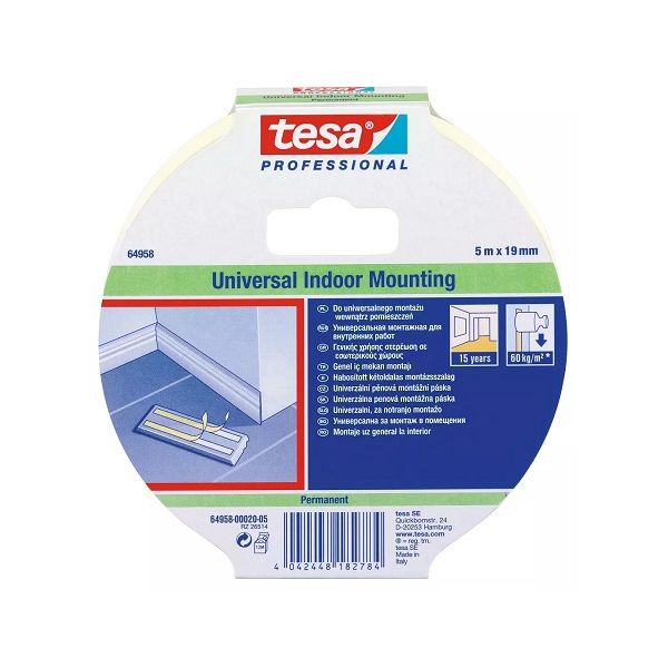 Tesa Professional Indoor Mounting Tape, 5m x 19 mm