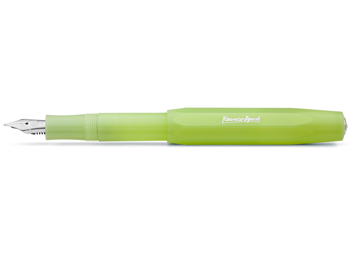 Kaweco Frosted Sport Fountain Pen - Fine Lime - Broad Nib (1.1mm)