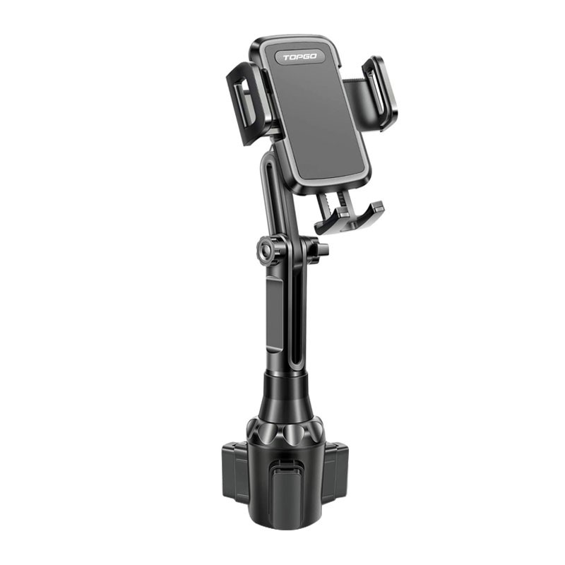 TOPGO 360 Degree Adjustable Pole Car Cup Holder Phone Mount - Black