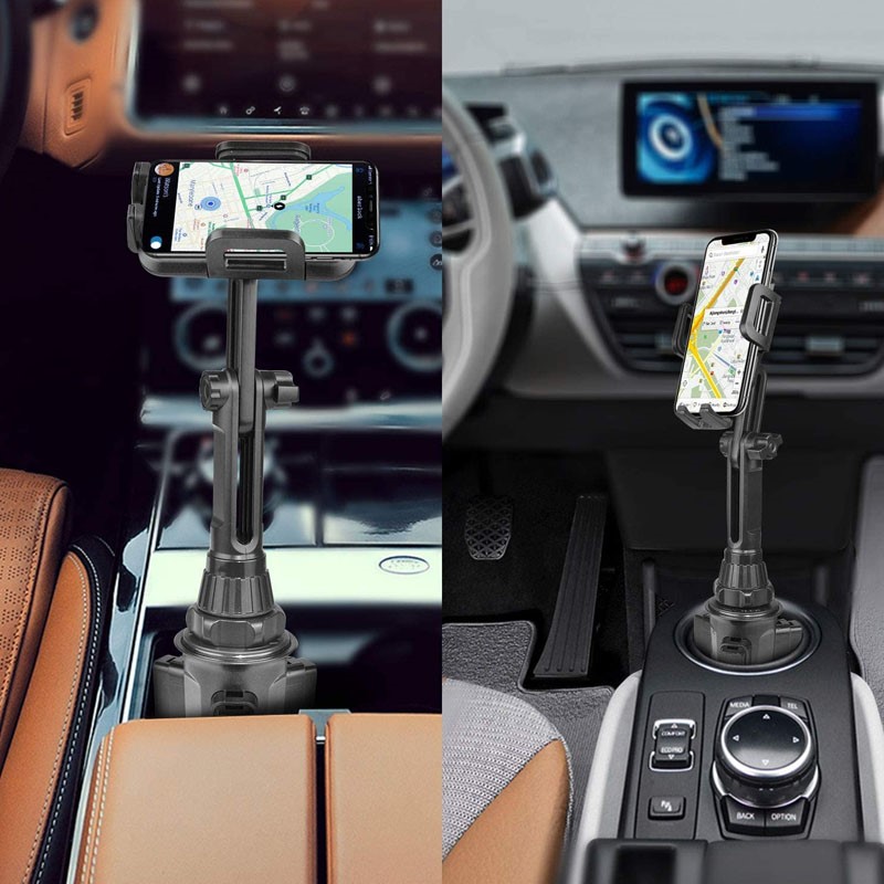 TOPGO 360 Degree Adjustable Pole Car Cup Holder Phone Mount - Black