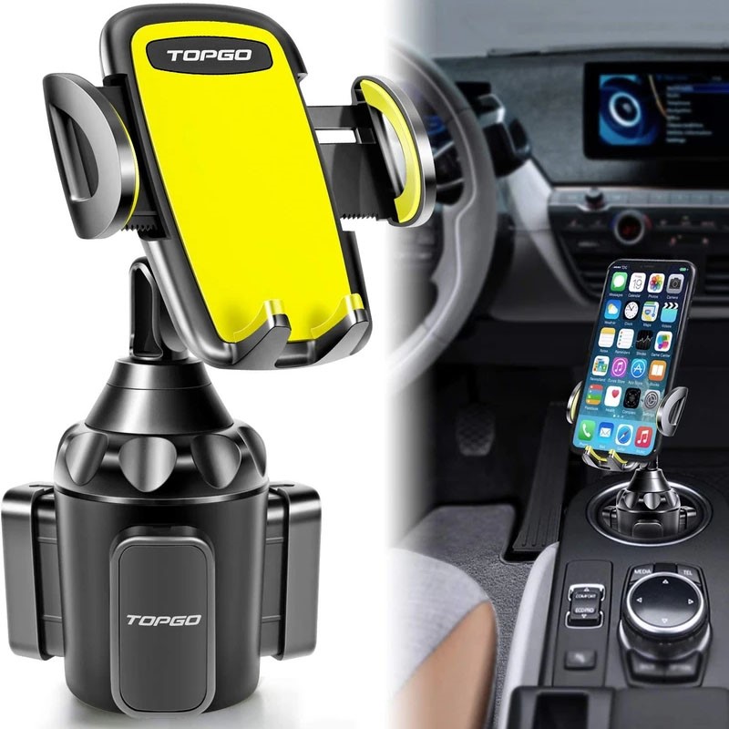 TOPGO 360 Degree Car Cup Holder Phone Mount - Black