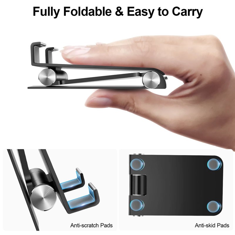 TOPGO Foldable Desktop Cell Phone Stand, Mount - Black