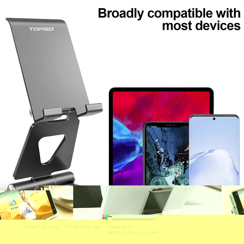 TOPGO Foldable Desktop Cell Phone Stand, Mount - Black