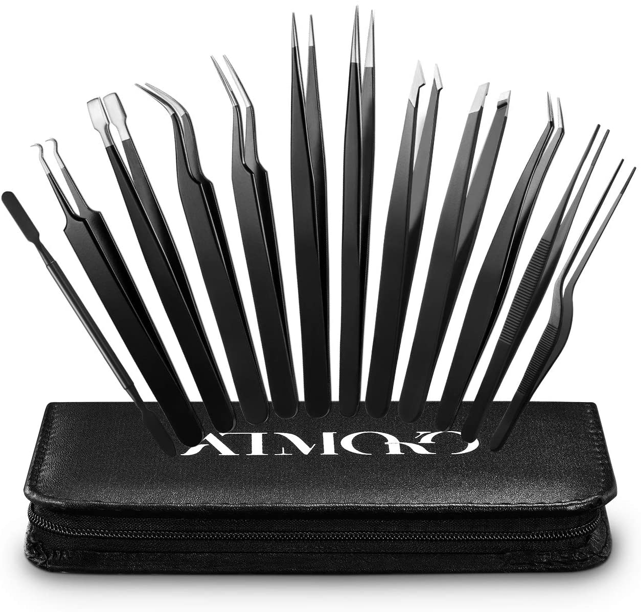 ATMOKO 12 PCS ESD Precision Tweezers Set