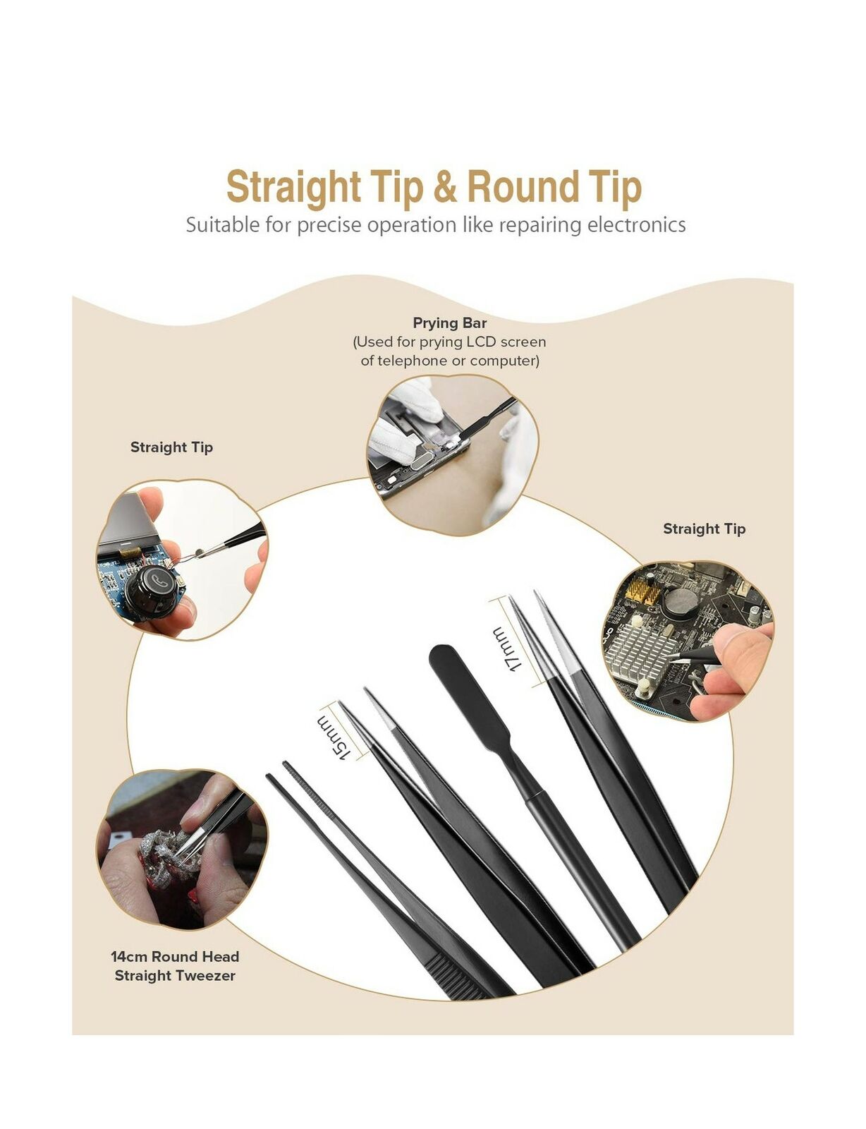 ATMOKO 12 PCS ESD Precision Tweezers Set