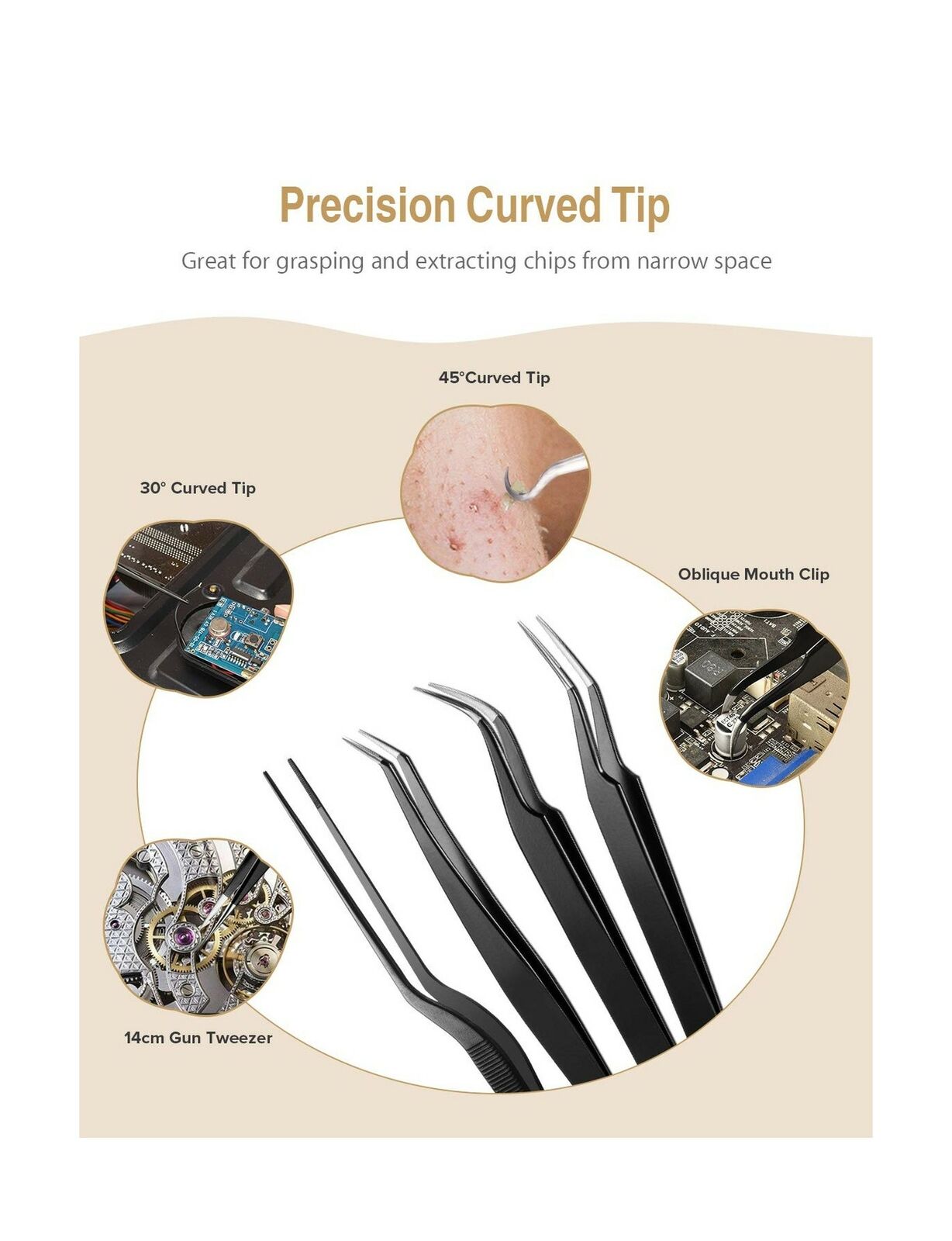 ATMOKO 12 PCS ESD Precision Tweezers Set