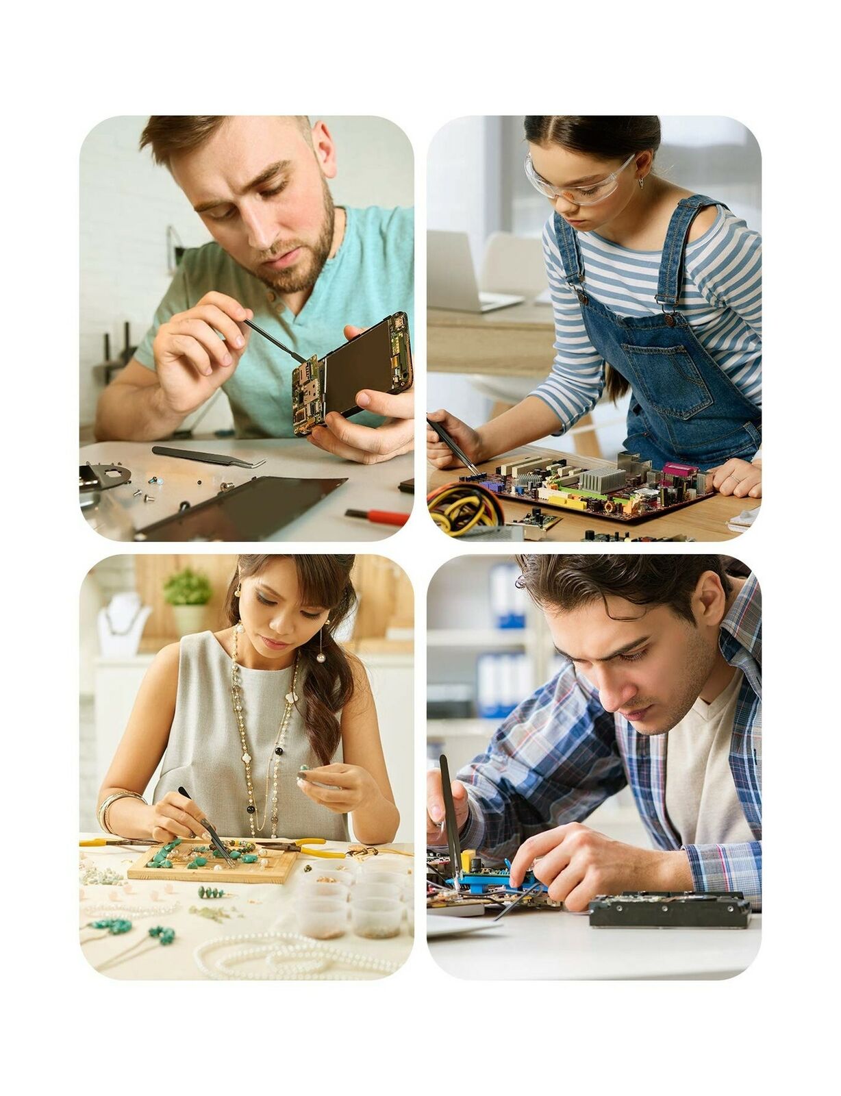 ATMOKO 12 PCS ESD Precision Tweezers Set