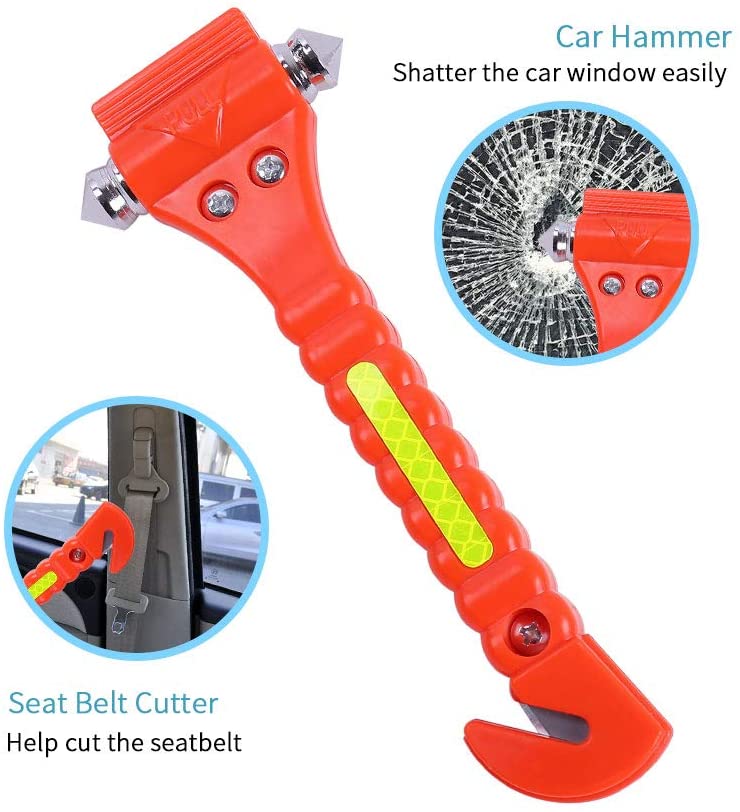 VicTsing 2 Pack Car Safety Hammer, Emergency Escape Tool with Car Window Breaker and Seat Belt Cutter, Life Saving Survival Kit