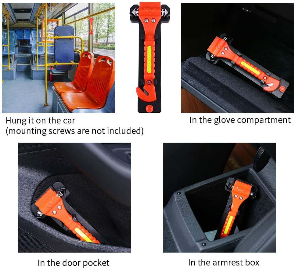 VicTsing 2 Pack Car Safety Hammer, Emergency Escape Tool with Car Window Breaker and Seat Belt Cutter, Life Saving Survival Kit