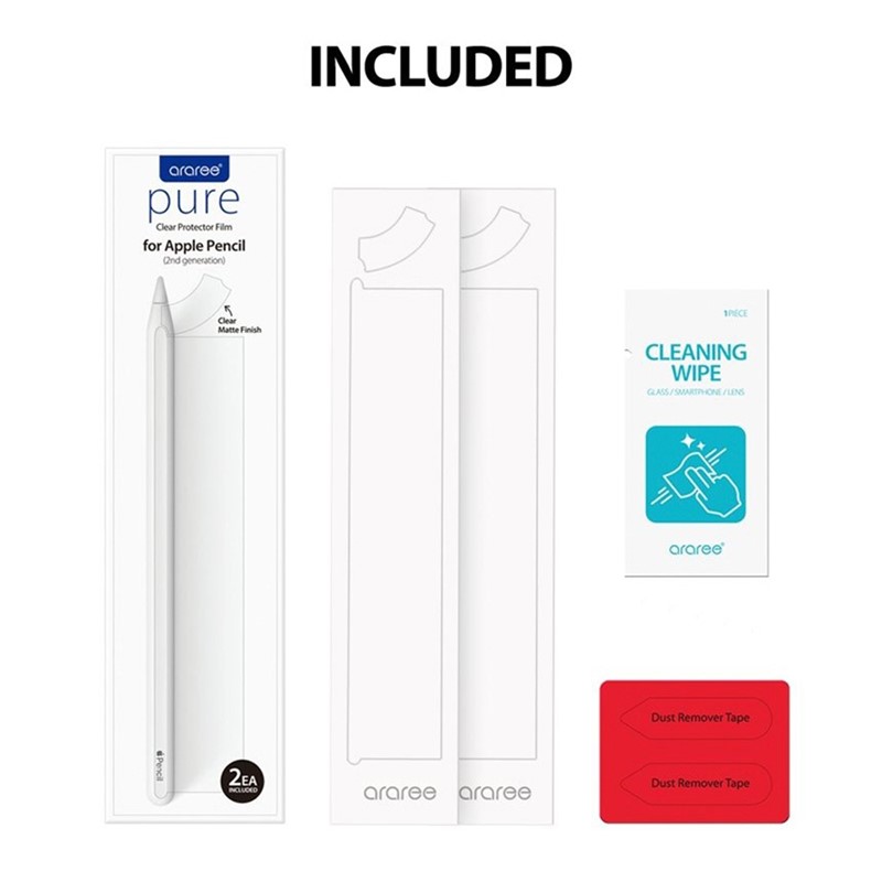Araree Pure Clear Protector Film For Apple Pencil 2nd Generation - Clear Matte Finish