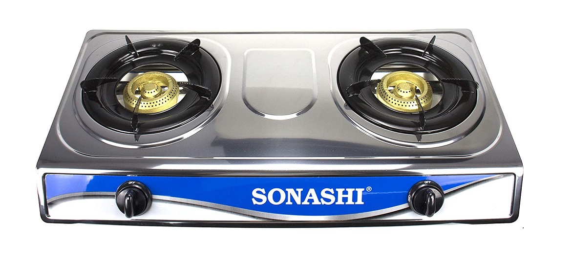 Sonashi Double Gas Stove - Silver - SGB-208S