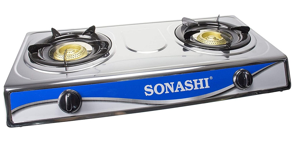 Sonashi Double Gas Stove - Silver - SGB-208S