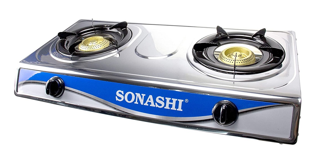 Sonashi Double Gas Stove - Silver - SGB-208S