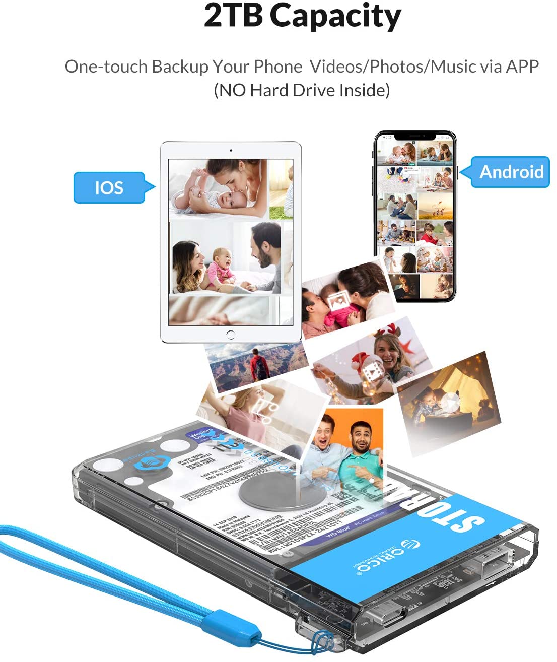 Orico Backuper New Backup for Phone Support Up to 4TB Capacity 5Gbps Speed SATA TO USB C Port One-touch Backup