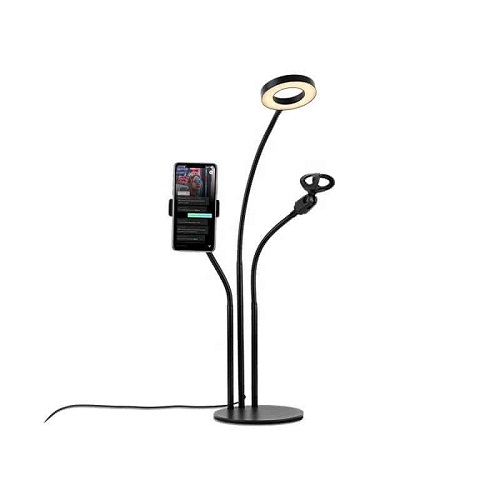 HAVIT HV-ST7011 3-in-1 Phone Stand with Microphone Clip and Ring Light – Black