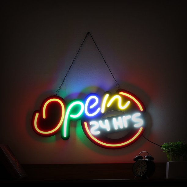 LED Neon Sign - Open 24hrs (50cm X 25cm)