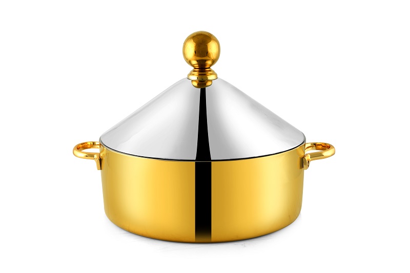 Hamilton Cone Design Stainless Steel Hotpot 28 Cm / 4 Liter - (Silver + Gold)
