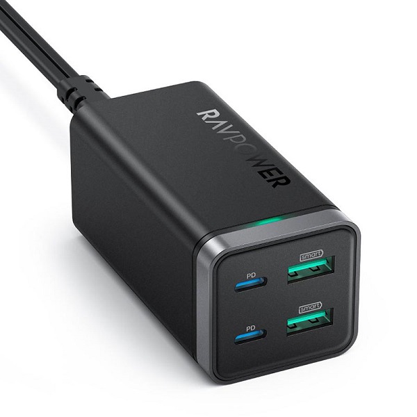 RAVPower RP-PC136 PD Pioneer 65W 4-Port Desktop Charger &ndash; Black