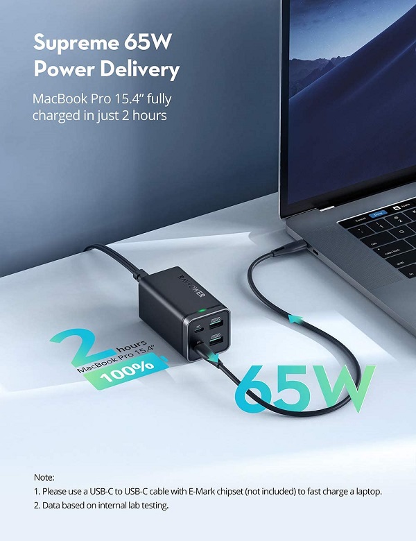 RAVPower RP-PC136 PD Pioneer 65W 4-Port Desktop Charger &ndash; Black
