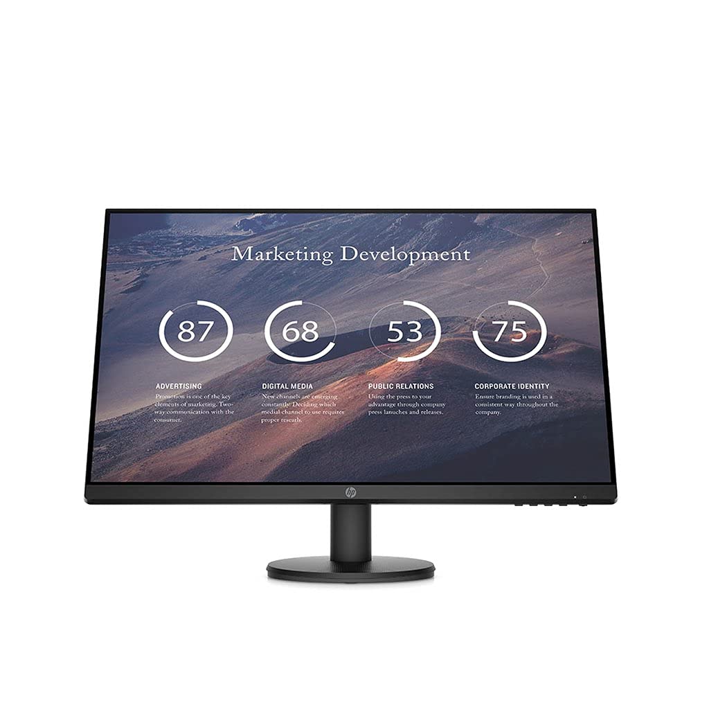 HP P24v 24-Inch G4 Monitor FHD (1920 x 1080) IPS Display Monitor 5ms 75hz with VGA HDMI Border Less Low Blue Light Mode VESA Mounting - Black
