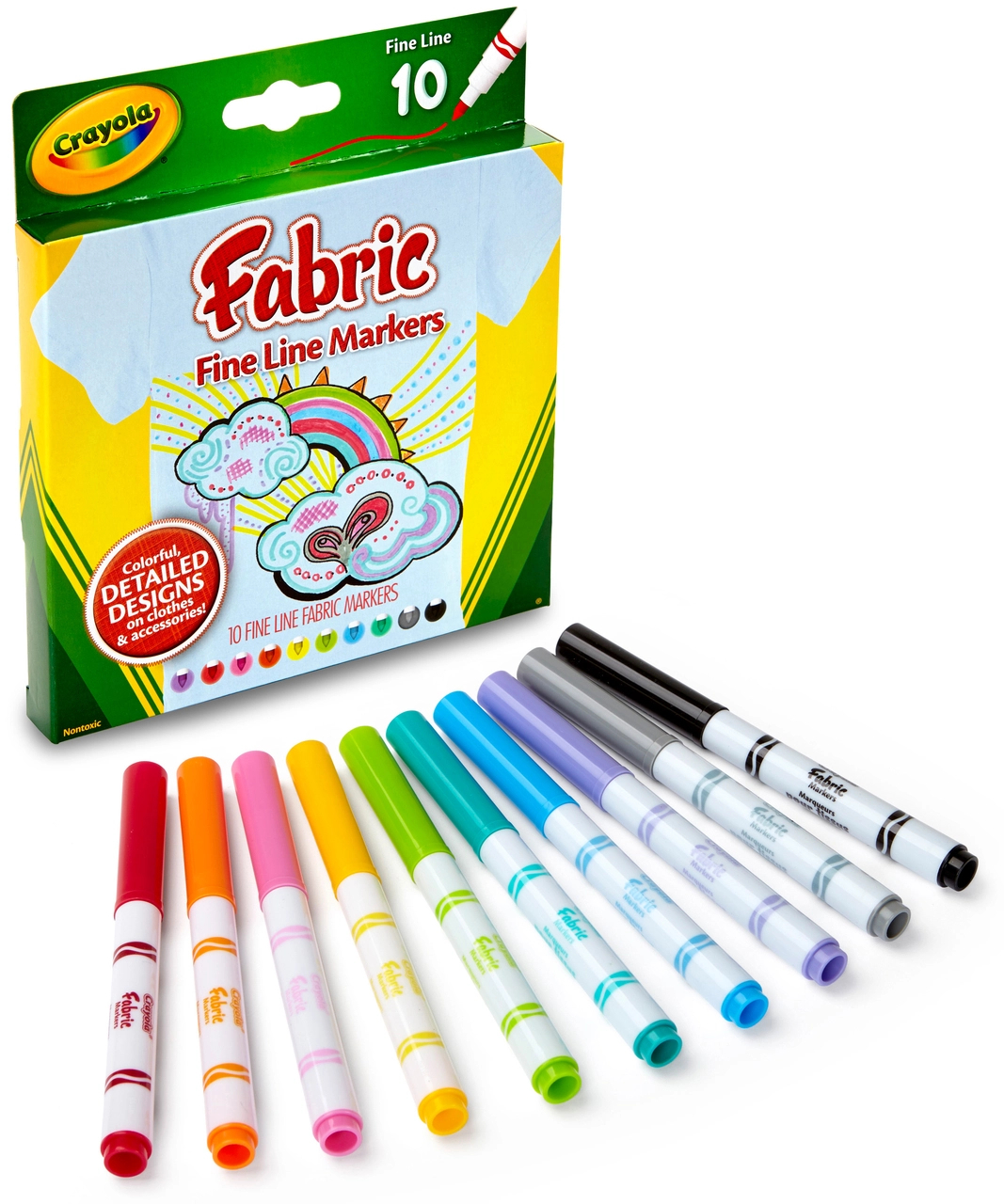 Crayola Fine Line Fabric Markers-10/Pkg