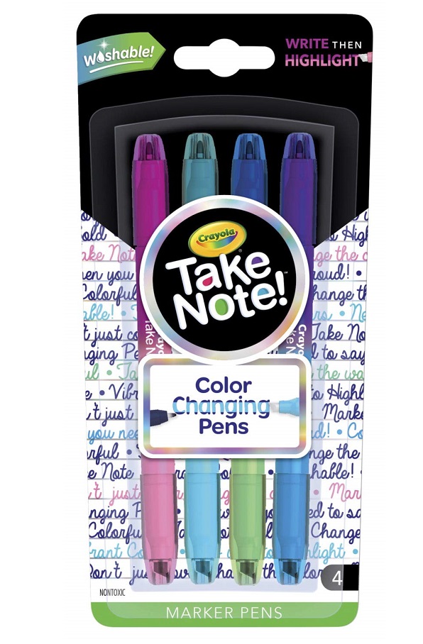 Crayola Take Note Dual-End Color Changing Pens, 4 Count